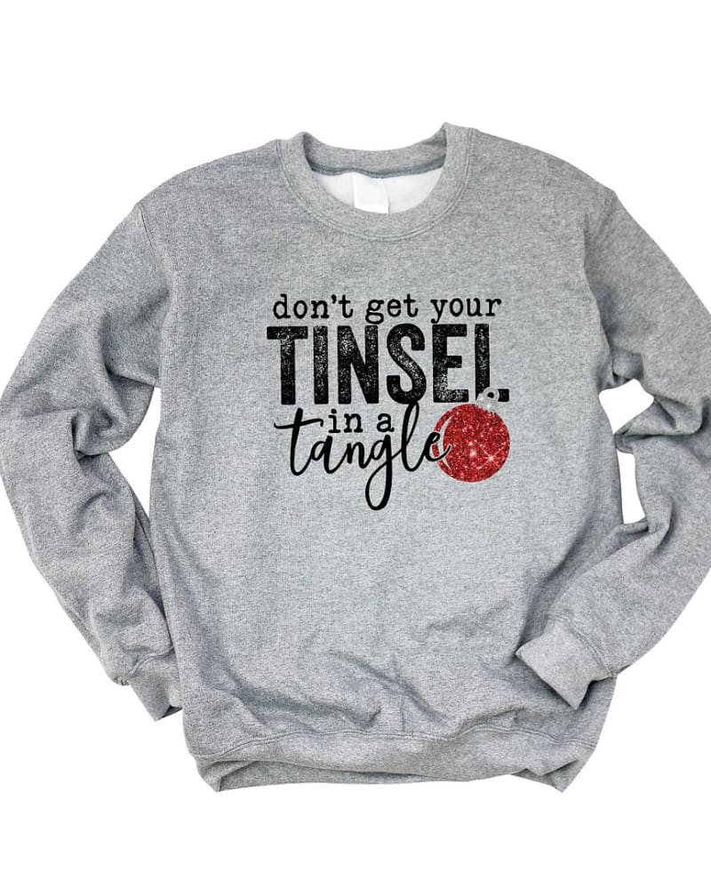 Front of a size XL Tinsel In A Tangle Bulb Graphic Sweatshirt in Graphite by Simply Sage Market. | dia_product_style_image_id:315508